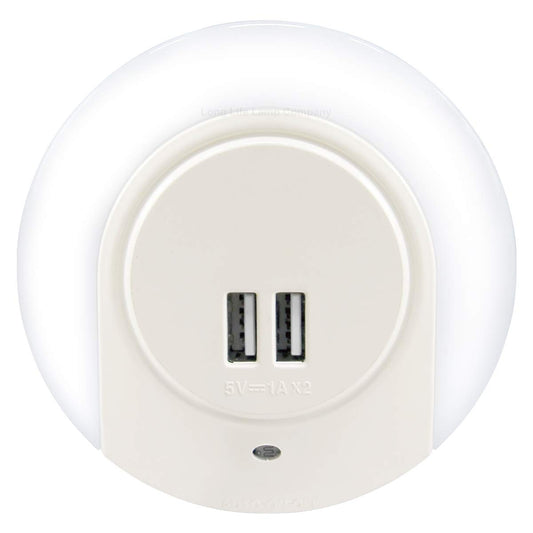 1w White LED Night Light 2 USB Ports Automatic Sensor Dusk To Dawn A78B