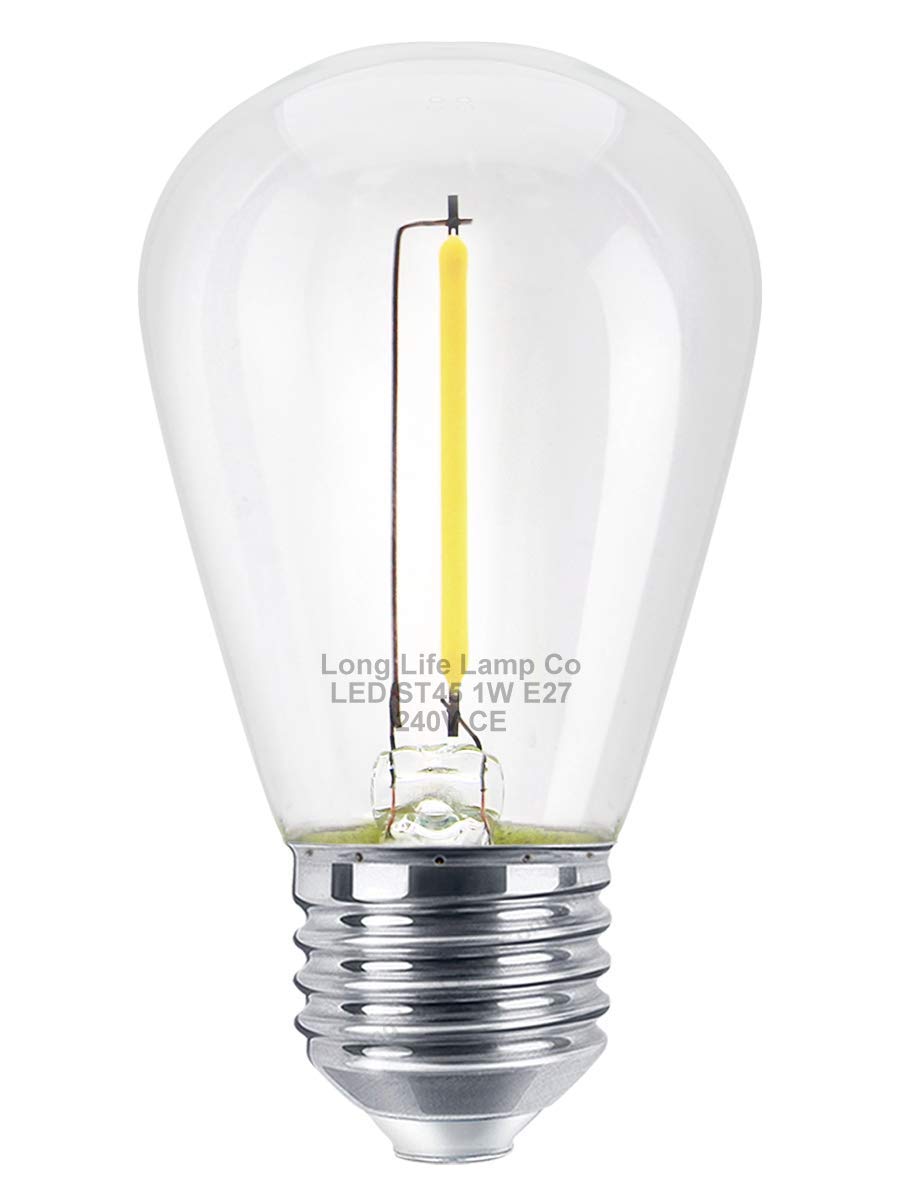 Pack of 2 LED Filament Light Bulb 1w E27 Edison Screw Cool White Decorative Festoon Lamp