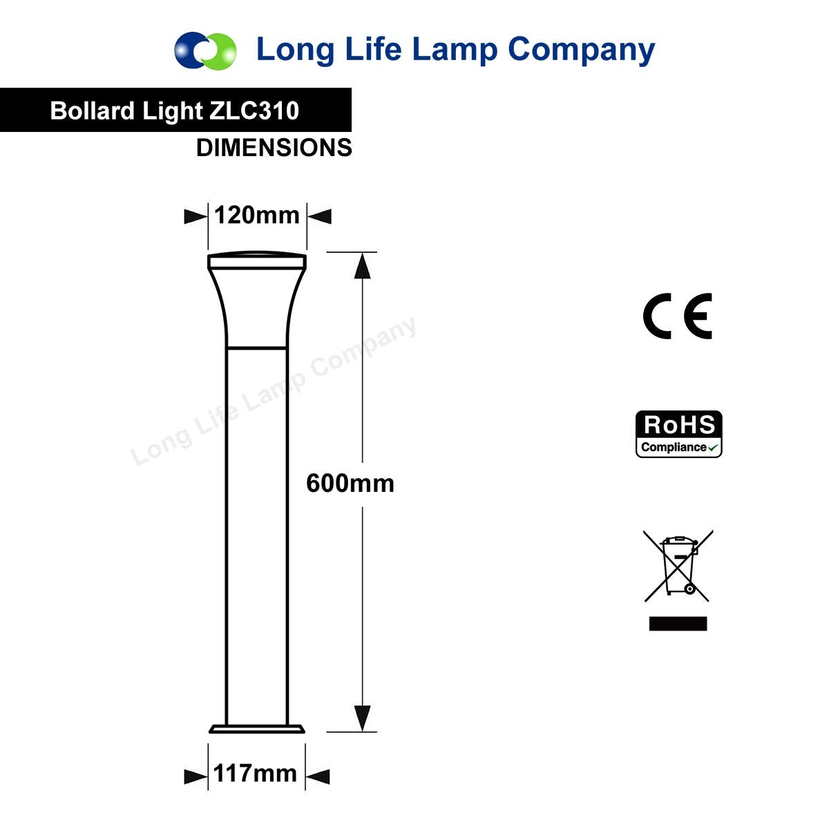 Modern LED Bollard Light Stainless ZLC310K with Warm White 5w E27 Clear Candle - Free delivery on all orders