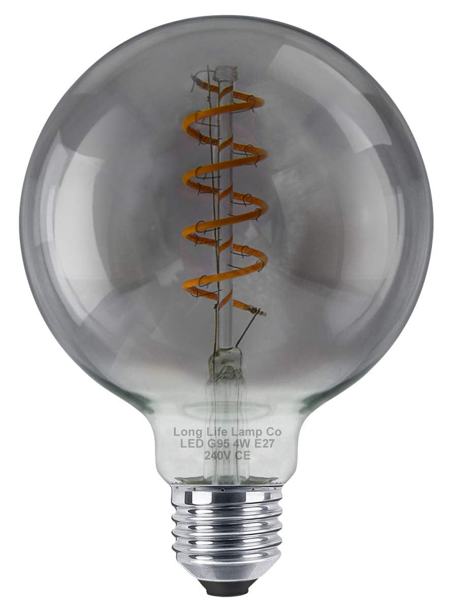 4w Vintage LED G95 Bulb E27 Spiral Filament Smoke Grey - Free delivery on all orders
