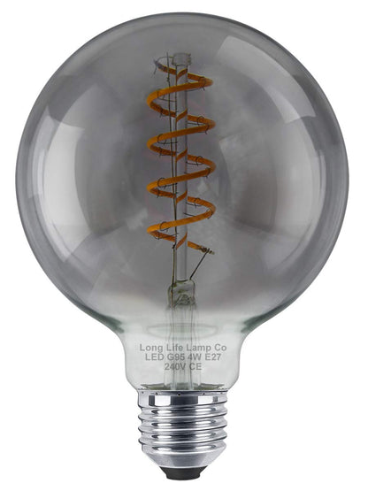 4w Vintage LED G95 Bulb E27 Spiral Filament Smoke Grey - Free delivery on all orders