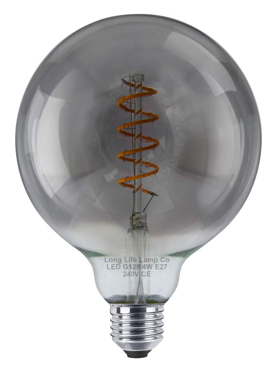 4w Vintage LED G125 Bulb E27 Spiral Filament Smoke Grey