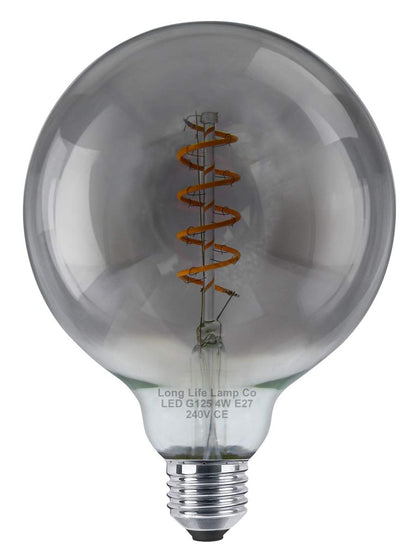 4w Vintage LED G125 Bulb E27 Spiral Filament Smoke Grey