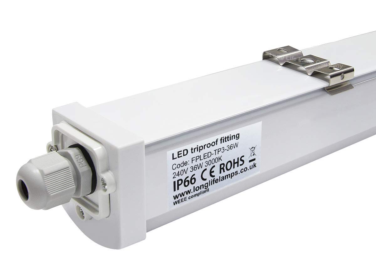 36w 4ft Industrial LED Batten Tube Light IP Rated Warm White T8 Fluorescent Replacement - Free delivery on all orders