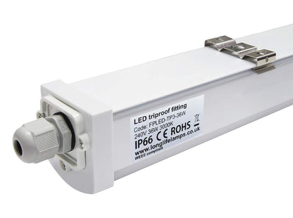 36w 4ft Industrial LED Batten Tube Light IP Rated Warm White T8 Fluorescent Replacement - Free delivery on all orders