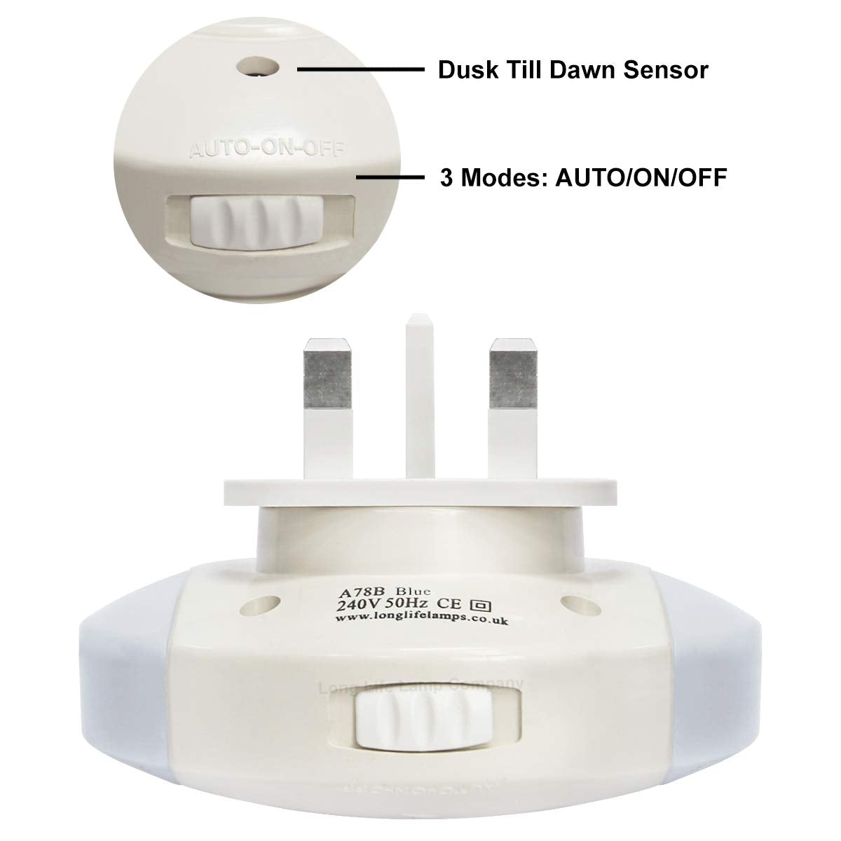1w Blue LED Night Light 2 USB Ports Automatic Sensor Dusk To Dawn A78B - Free delivery on all orders