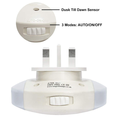 1w Blue LED Night Light 2 USB Ports Automatic Sensor Dusk To Dawn A78B - Free delivery on all orders