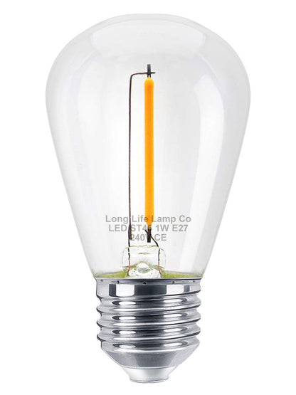 Pack of 2 LED Filament Light Bulb 1w E27 Edison Screw Warm White Decorative Festoon Lamp