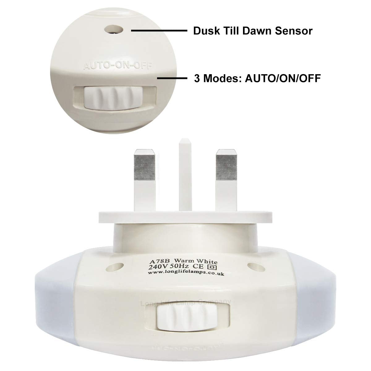 1w Warm White LED Night Light 2 USB Ports Automatic Sensor Dusk To Dawn A78B - Free delivery on all orders