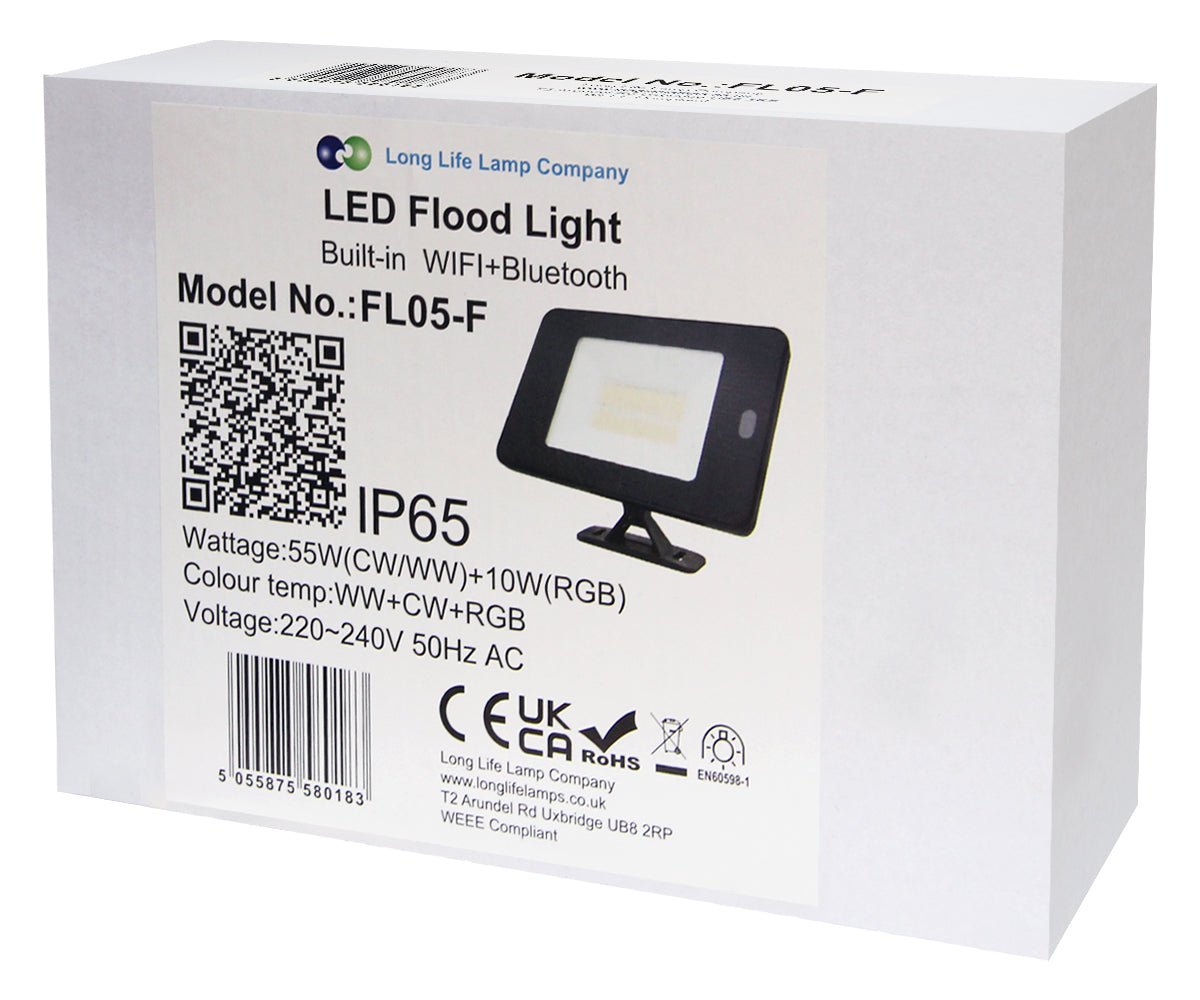 55W LED RGB Flood Lights WiFi Smart Colour Changing IP65 Outdoor Waterproof App Controlled FL05 - Energy Light Bulbs - Free delivery on all orders