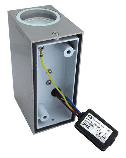 Modern Rectangular Up Down Aluminium Finish Outdoor Wall Light Fixture GU10 ZLC063AB