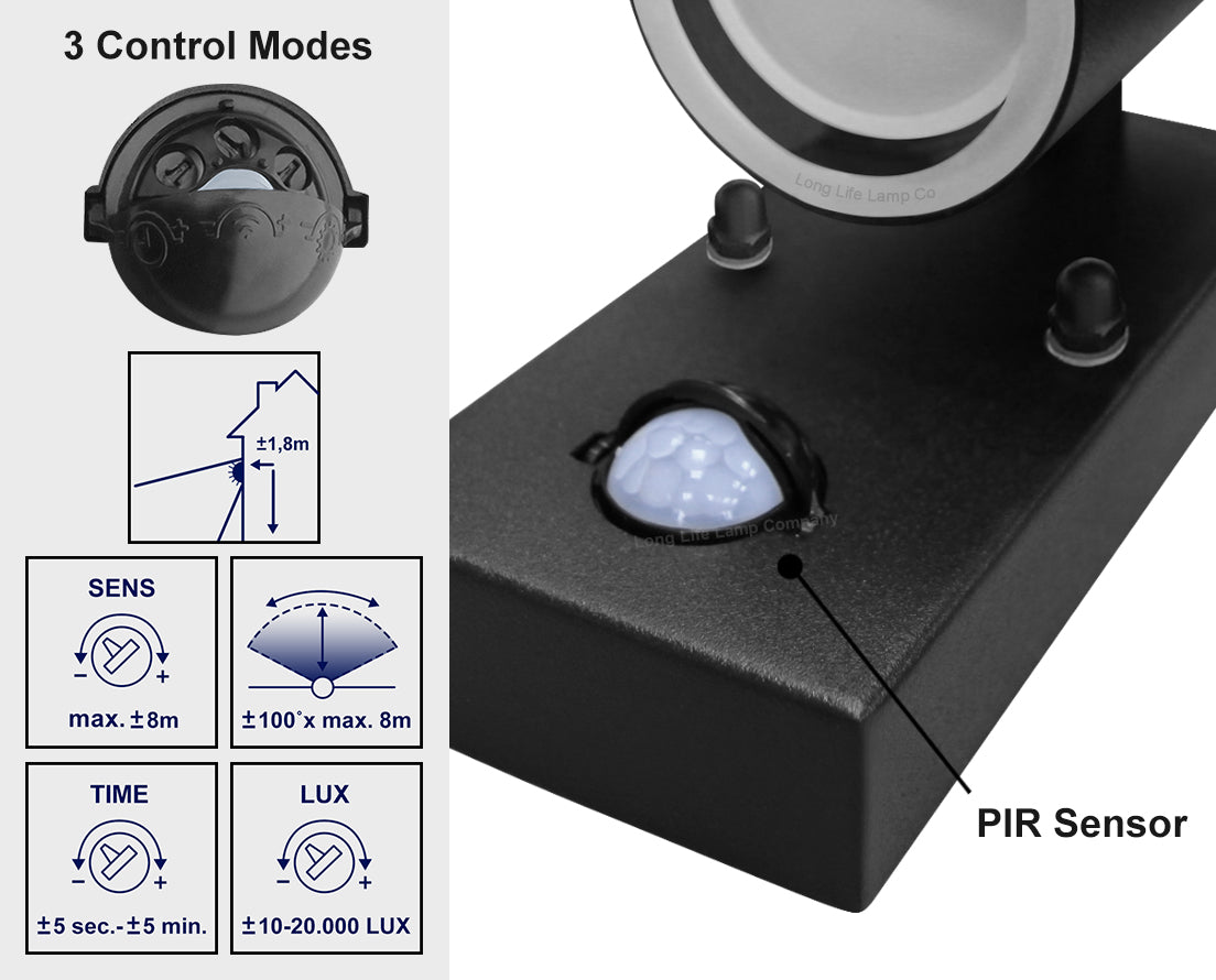 Black Coloured PIR Up and Down Movement Sensor