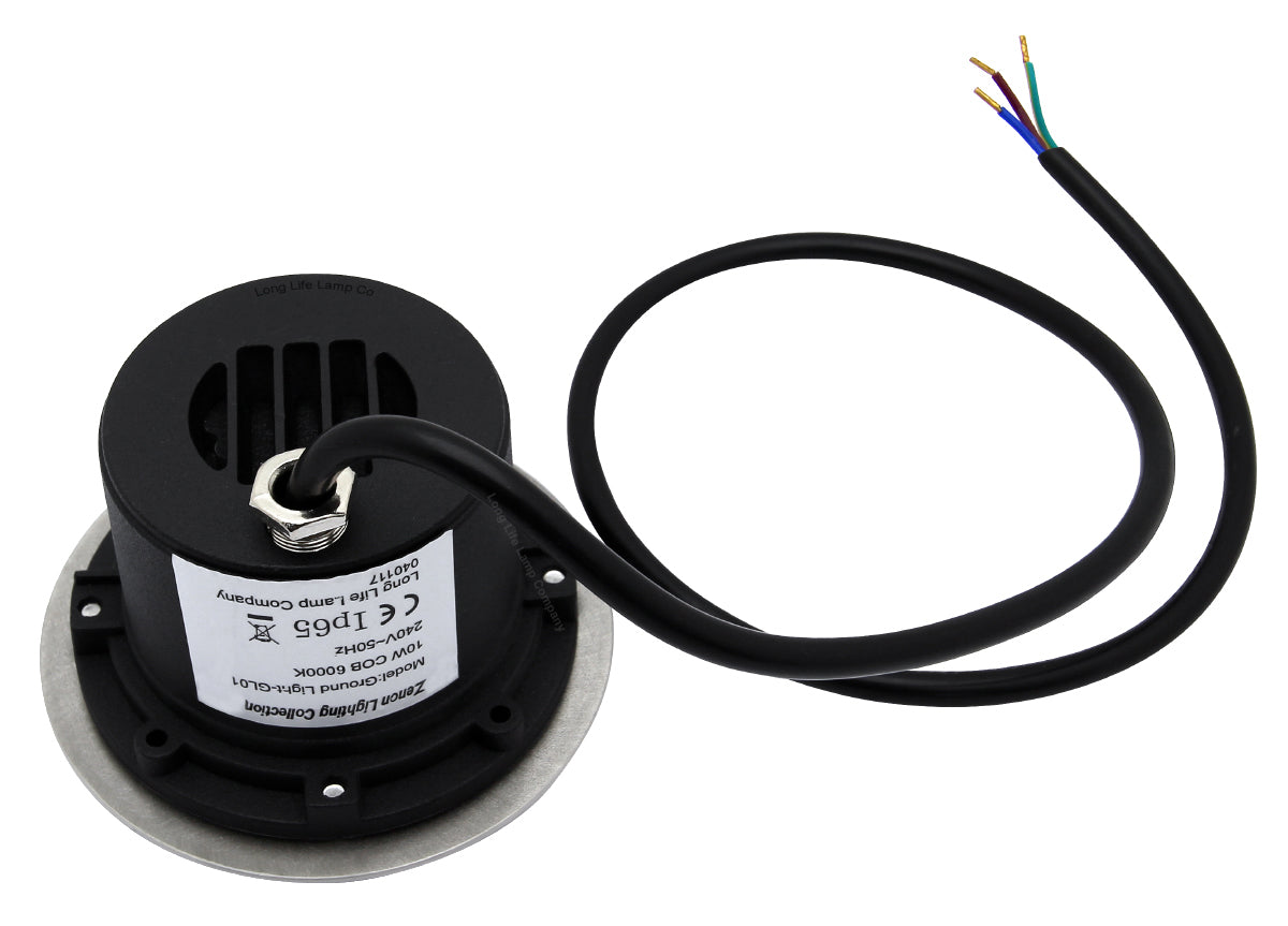 10w Outdoor Ground Walkover Light Round Cool White Brushed Chrome GL01CW