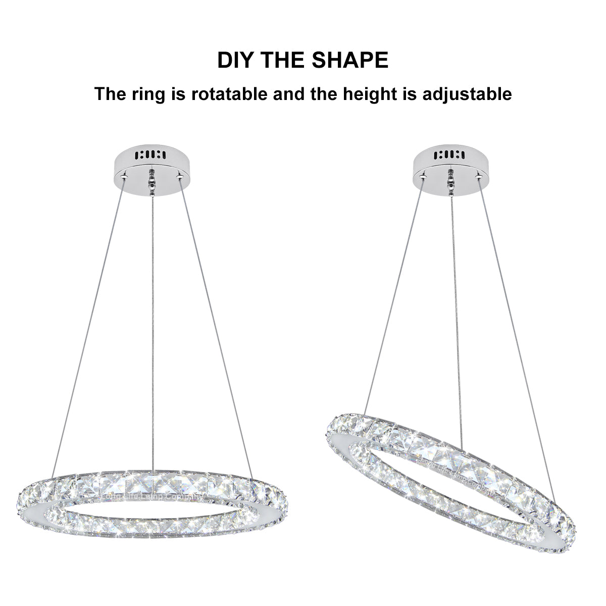 24W LED Ring Pendant Light Cool White 6000K Chrome