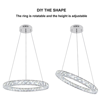 24W LED Ring Pendant Light Cool White 6000K Chrome