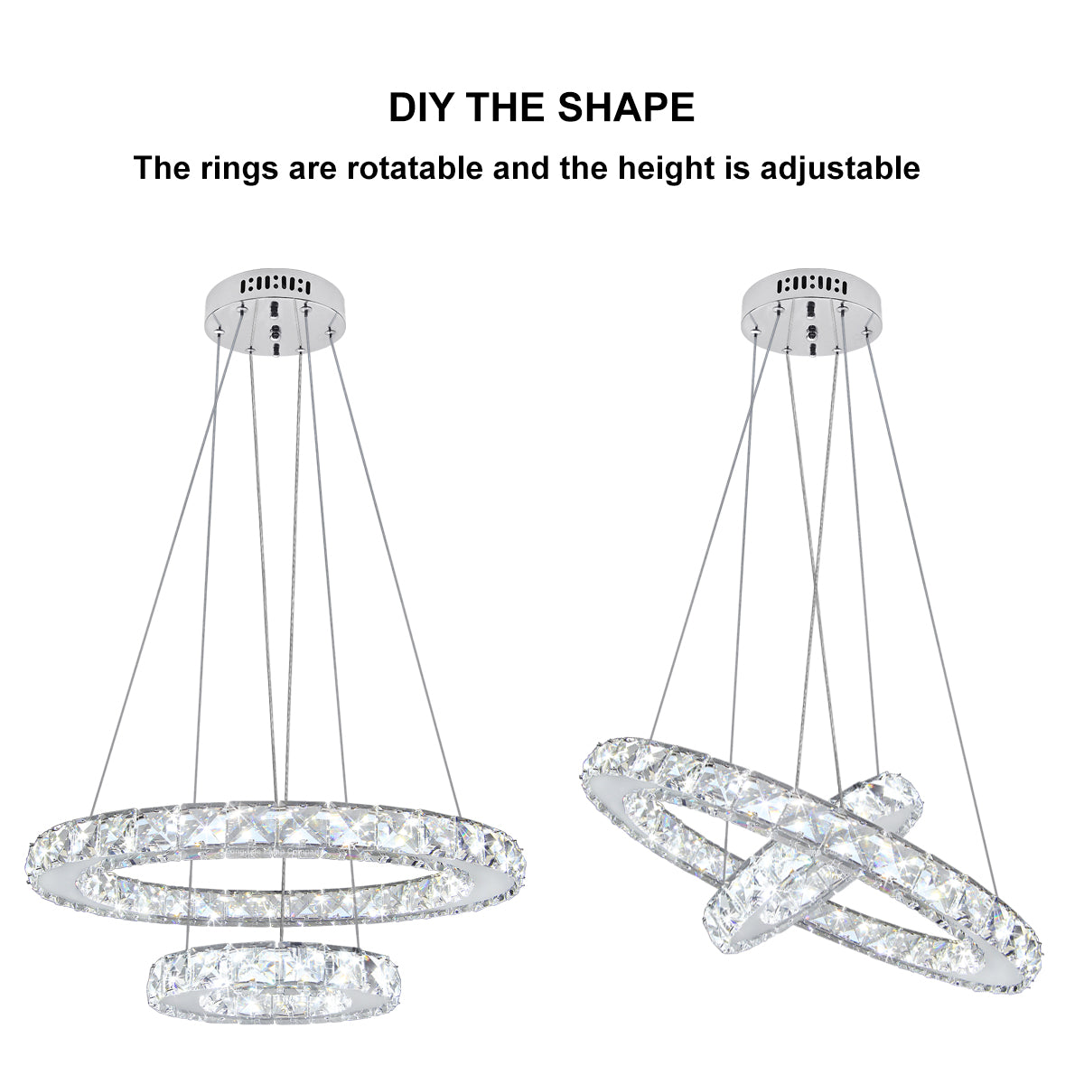 Modern Round LED Ring Chandelier Ceiling Light 24W Cool White 6000K