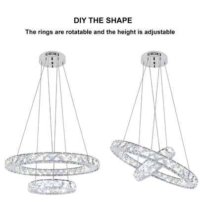 Modern Round LED Ring Chandelier Ceiling Light 24W Cool White 6000K