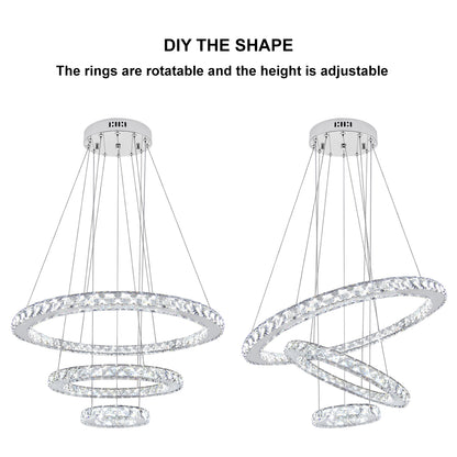 Modern Round Chandelier LED Ring Pendant Ceiling Light Cool White M0172
