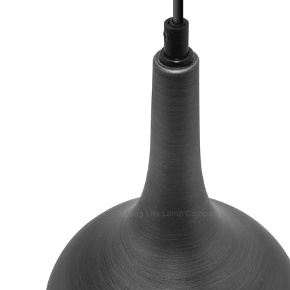 Grey Droplet Pendant Light E27 60W Pewter Metal Shade - Free delivery on all orders