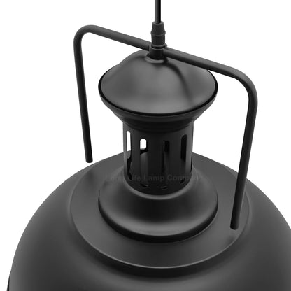 Industrial Old Factory Barn Pendant Light Large Dome Shade Black Metal M0151