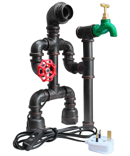 Vintage Industrial Water Pipe Table Lamp M0189P with 4W ST58