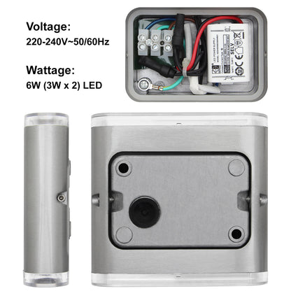 6W LED Outdoor Wall Light Warm White Stainless Steel IP54
