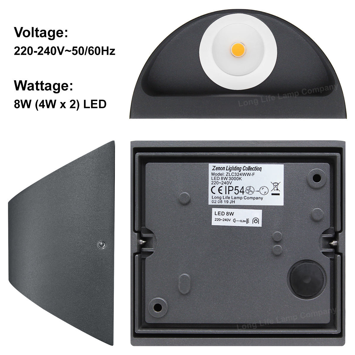 Modern LED Outdoor Wall Light Black Warm White