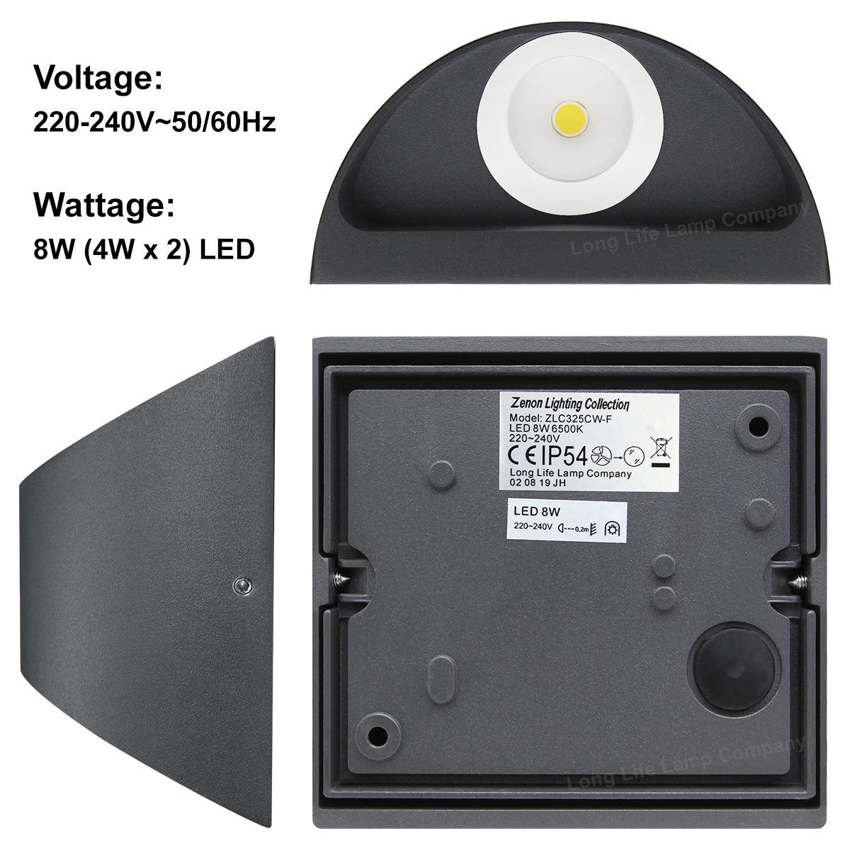 Modern LED Outdoor Wall Light Black Cool White