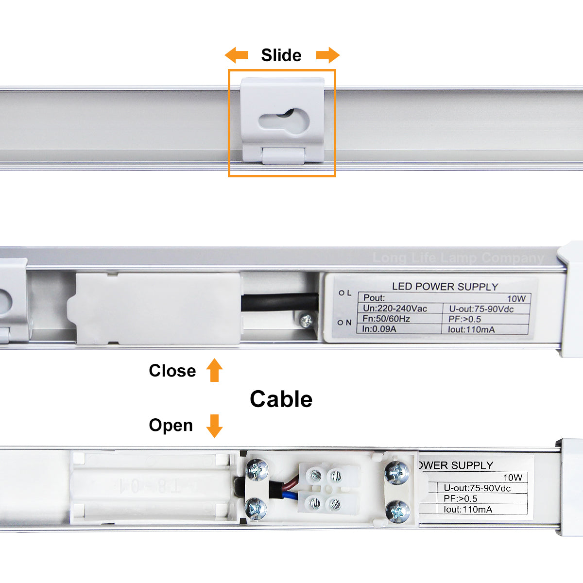 10W LED Slim Batten Under Cabinet Tube Light Cool White 2 feet - Free delivery on all orders