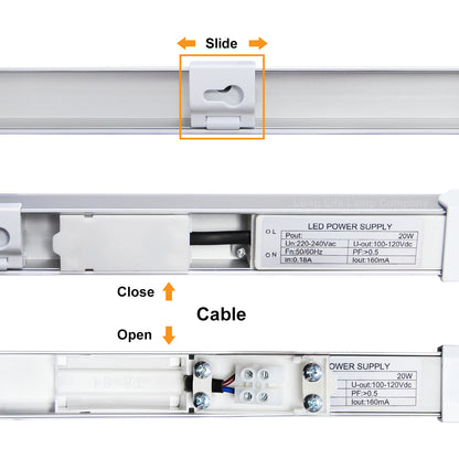 20W LED Slim Batten Under Cabinet Tube Light Cool White 4 Feet
