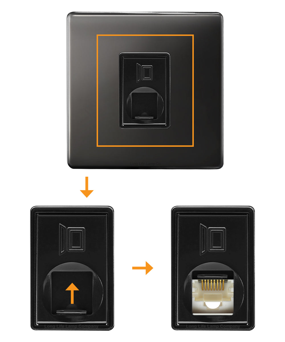 1 Gang Ethernet Port Data Socket CAT 5 Wall Plate Black Nickel Polished N442GME - Free delivery on all orders