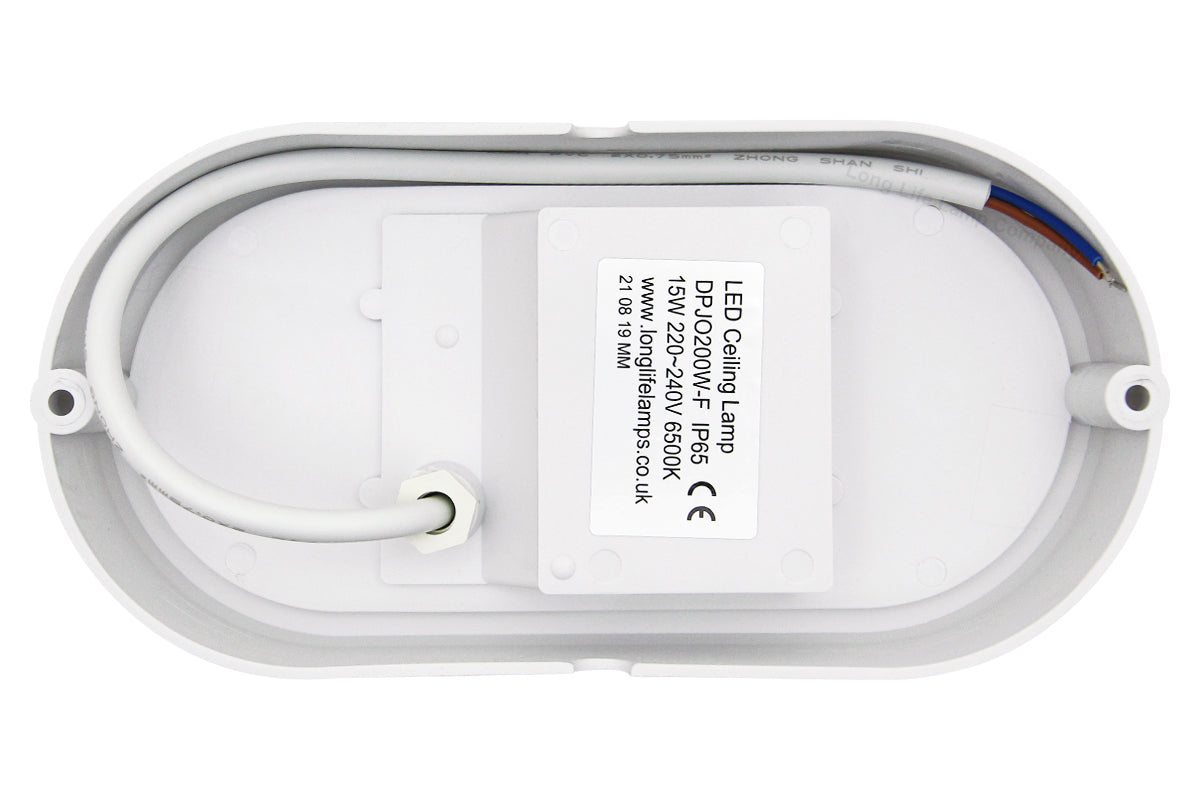 15w Oval LED Bulkhead Light 6500K Cool White - Free delivery on all orders