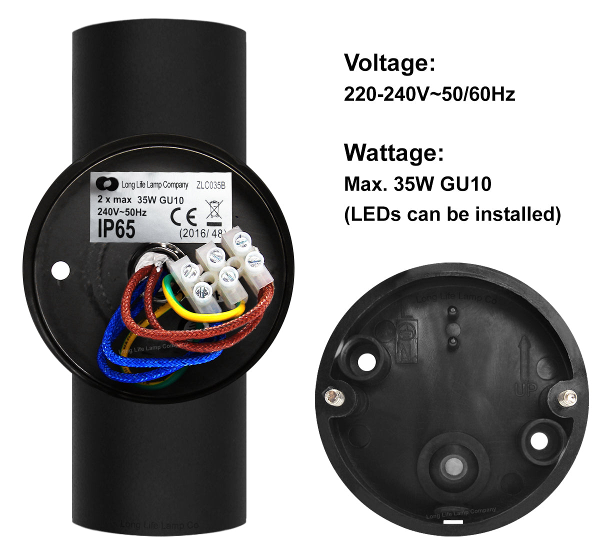 2 X Outdoor Black Double Wall Light