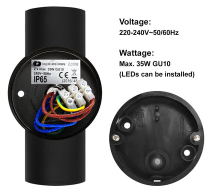 2 X Outdoor Black Double Wall Light