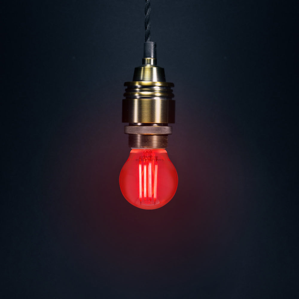 2 Pack 4W LED Red Golf Ball Bulb B22 Fire Glow Clear Glass