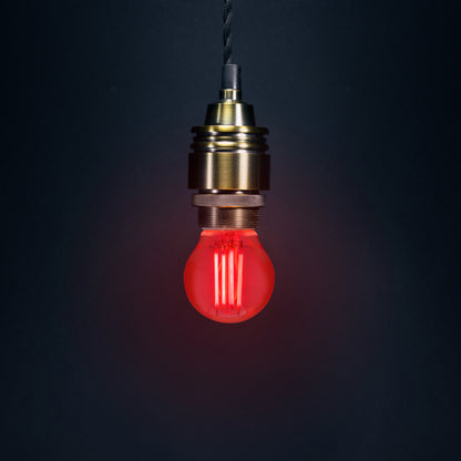 2 Pack 4W LED Red Golf Ball Bulb B22 Fire Glow Clear Glass