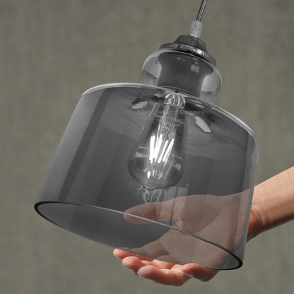 Modern Vintage Grey Smoked Glass Pendant Lamp - Free delivery on all orders