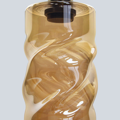 Vintage Gold Twisted Cylinder Glass Ceiling Pendant Lamp - Free delivery on all orders