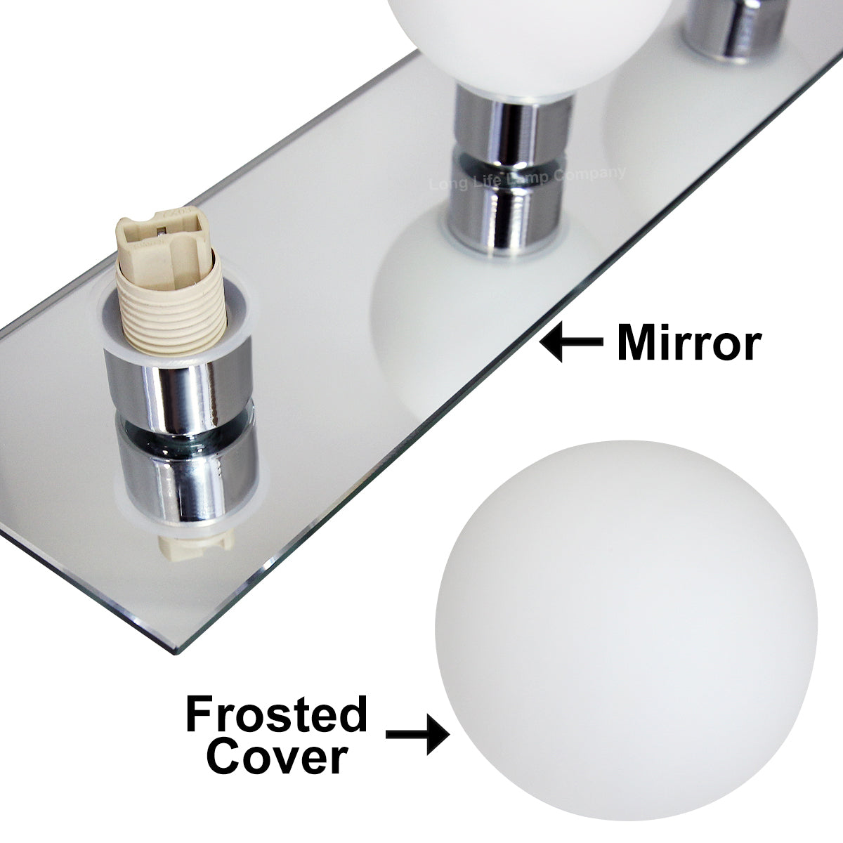 Modern IP44 Opaque 3 Globe Bathroom Mirror Light