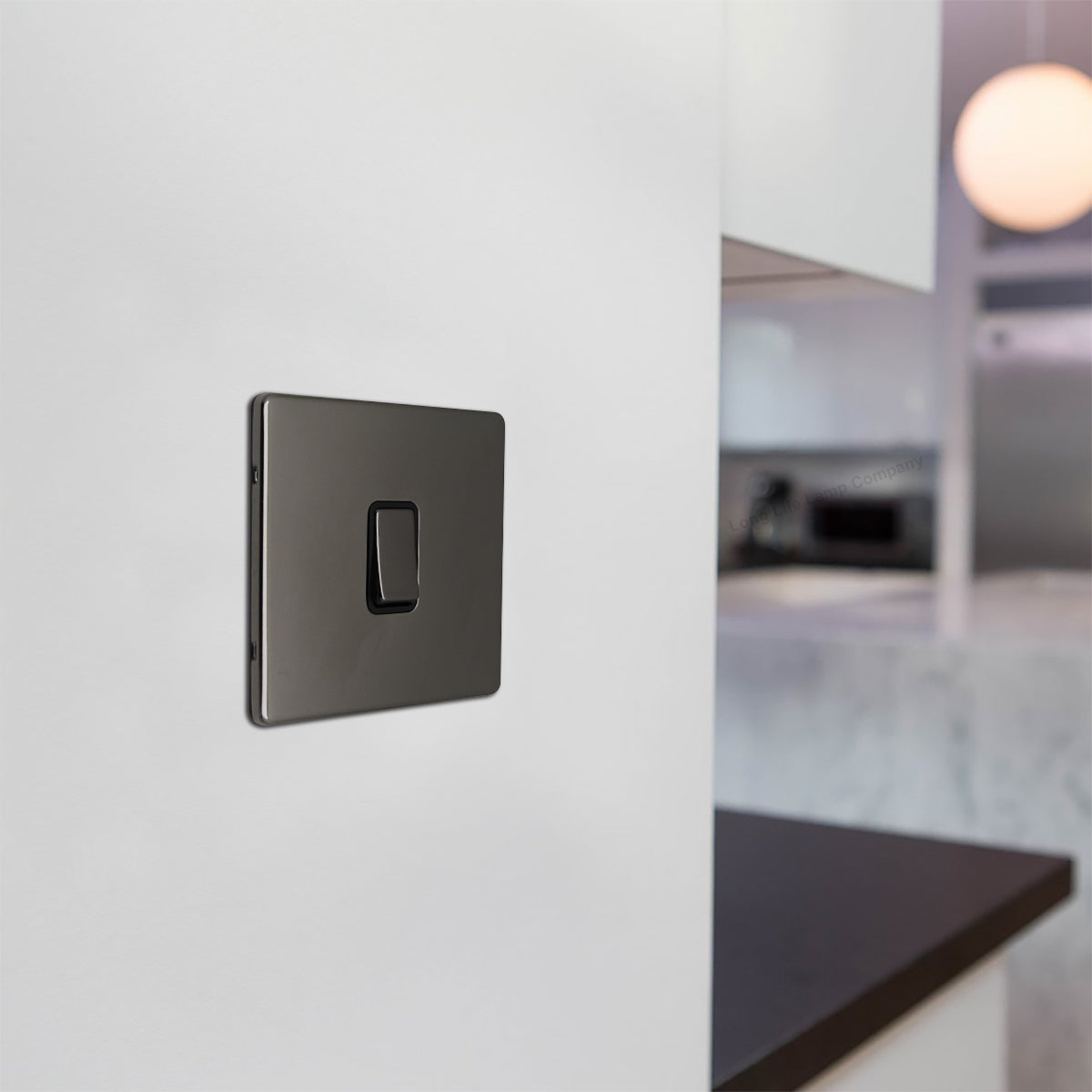 1 Gang Intermediate Single Light Switch Black Nickel Screwless Plate