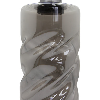 Vintage Smoked Grey Twisted Cylinder Glass Ceiling Pendant Lamp M0242