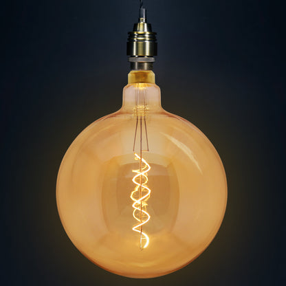 4w Industrial Vintage LED Globe E27 Amber Smoked Glass