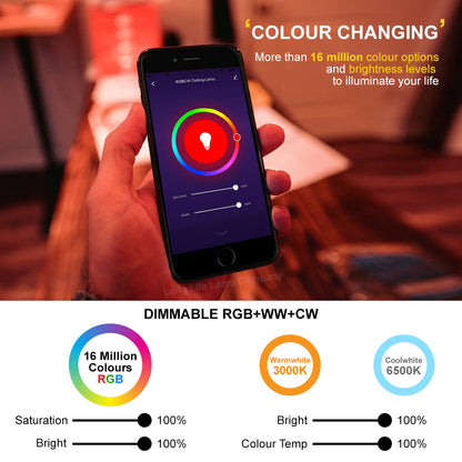 36w Round LED Ceiling Light Dimmable RGB Smart WiFi Mood Lamp App and Remote Control WF02 - Free delivery on all orders