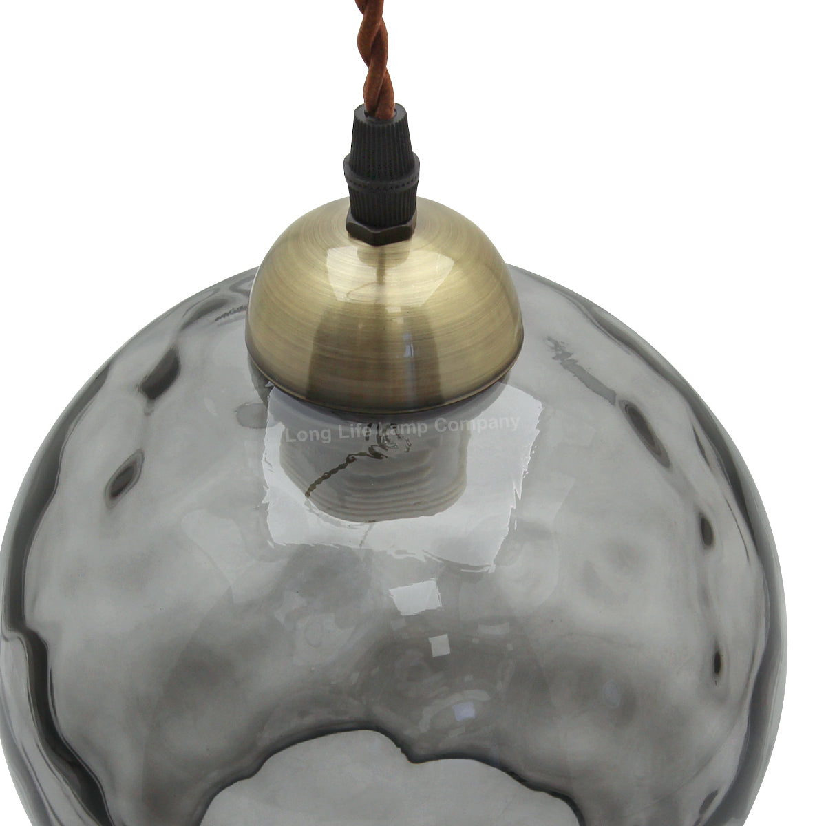 Vintage Globe Smoked Grey Ripple Glass Ceiling Pendant Lamp Glass H3005