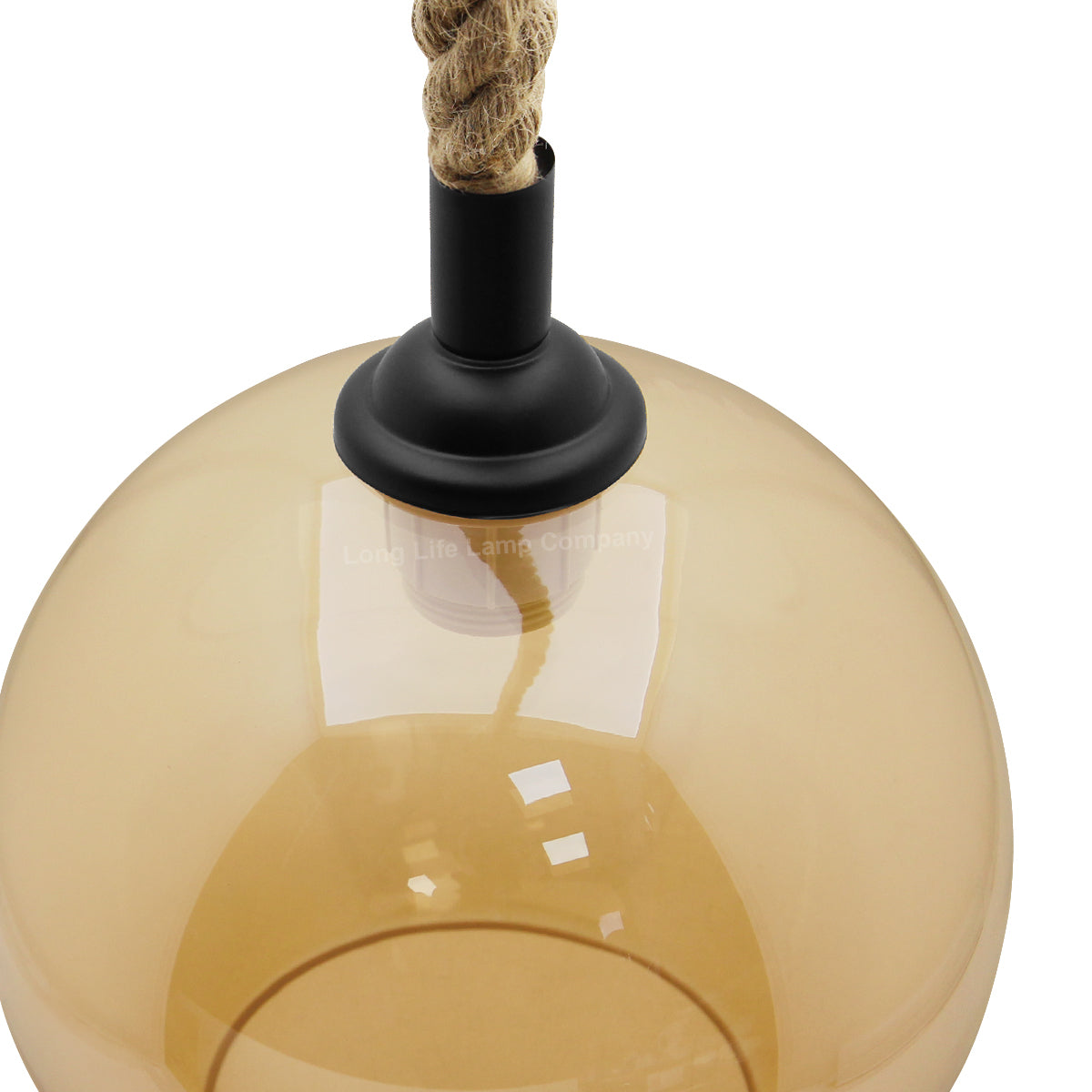 Vintage Industrial Amber Smoked Rope Glass Globe Ceiling Pendant Lamp H3007