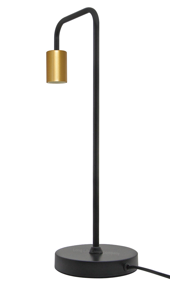 Retro Black Pipe Table Lamp Golden Holder - Free delivery on all orders