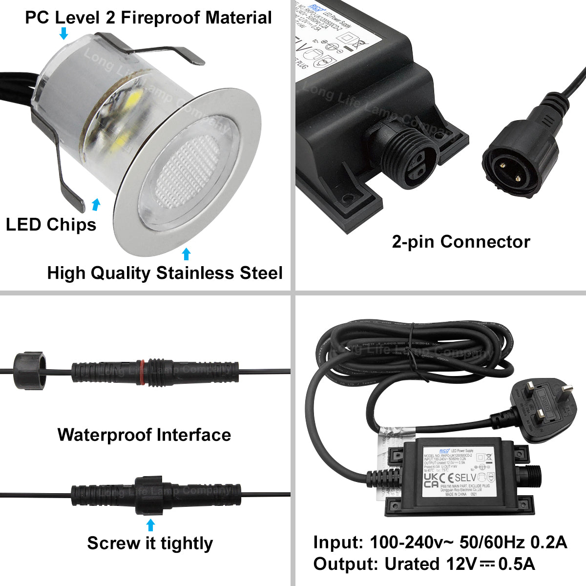 IP68 Outdoor LED Decking Lights 30mm Round Cool White 6500k 10 Kit DEC10CW