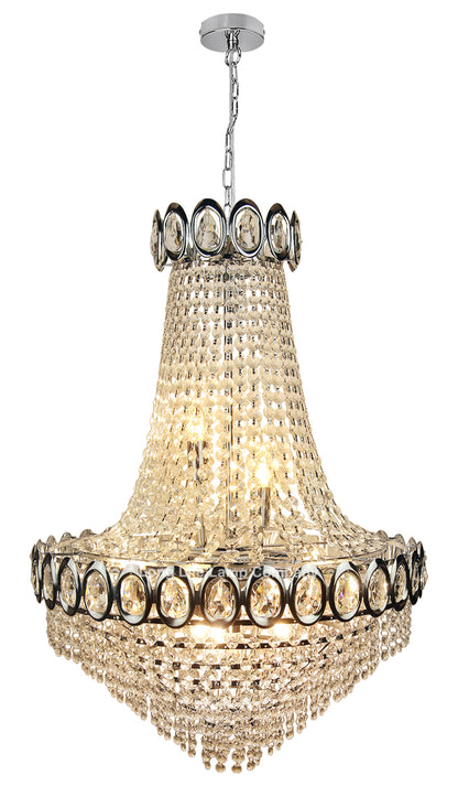 Large Ceiling Crystal Pendant Chandelier Suspended Chrome Frame Cascading Droplets
