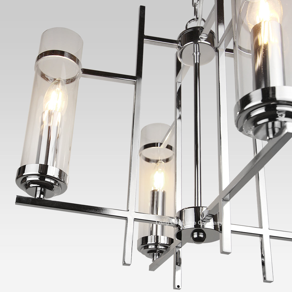 4 Light Chrome Lantern Pendant Glass Ceiling Light