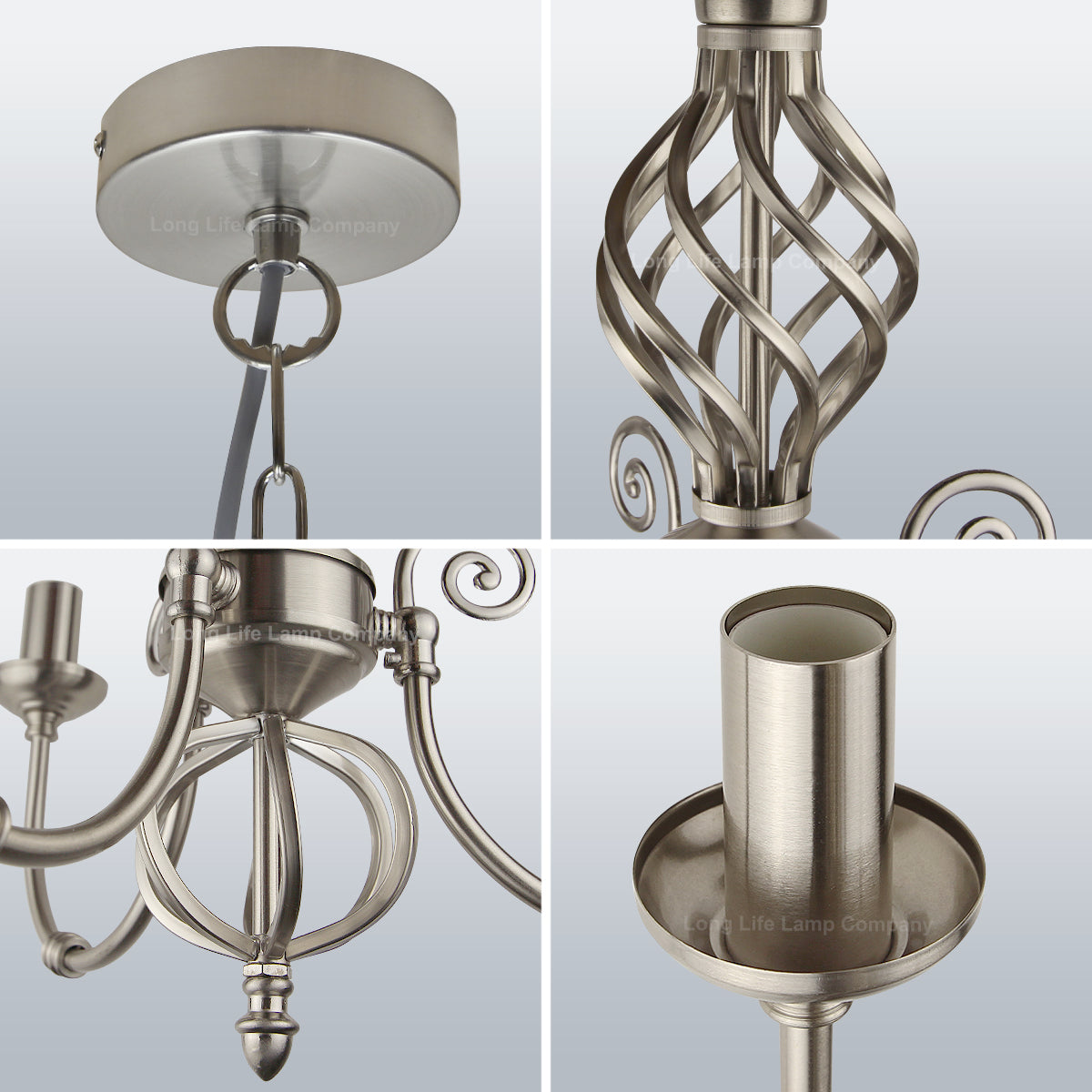 Vintage Ceiling Pendant Light Brushed Chrome Antique Hanging Chandelier Candle Lantern H3039